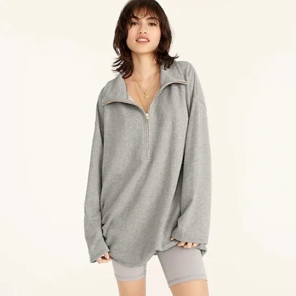 University terry long half-zip tunic